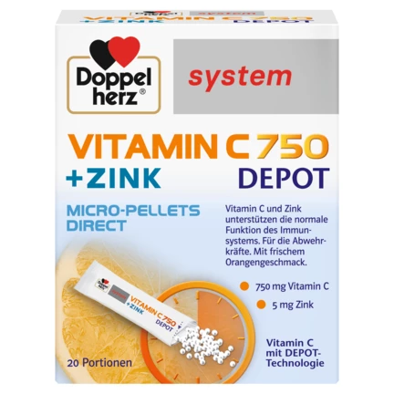 Doppelherz system  VITAMIN C 750 + CINK DEPO  Prednji pogled