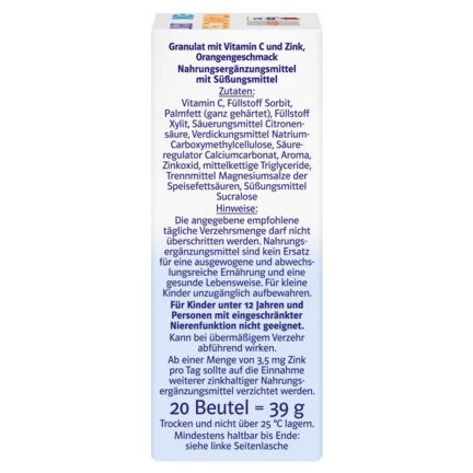 Doppelherz system  VITAMIN C 750 + CINK DEPO  Pogled s desne strane