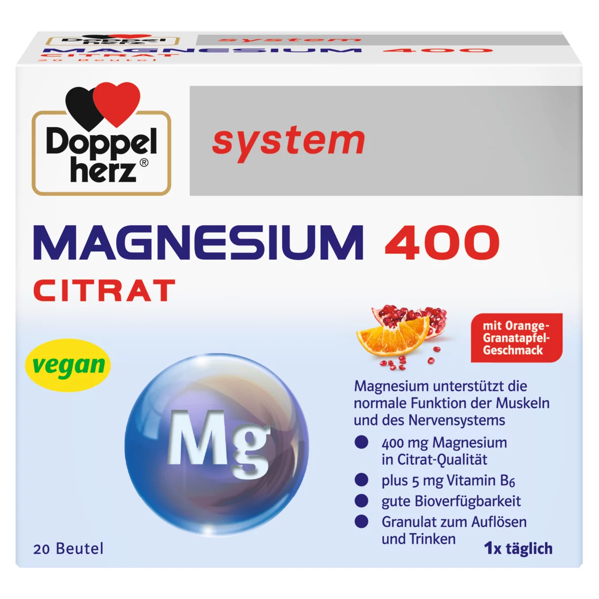 Doppelherz system  MAGNEZIJ 400 CITRAT  Prednji pogled