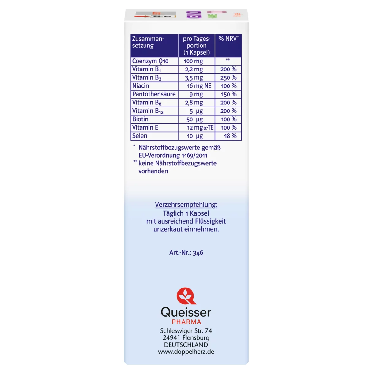 Doppelherz system  KOENZIM Q10 100  Pogled s lijeve strane