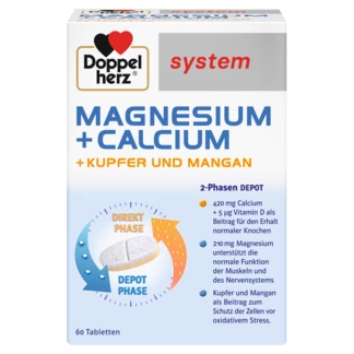 Doppelherz system  Magnezij + kalcij, bakar i mangan DEPO Prednji pogled